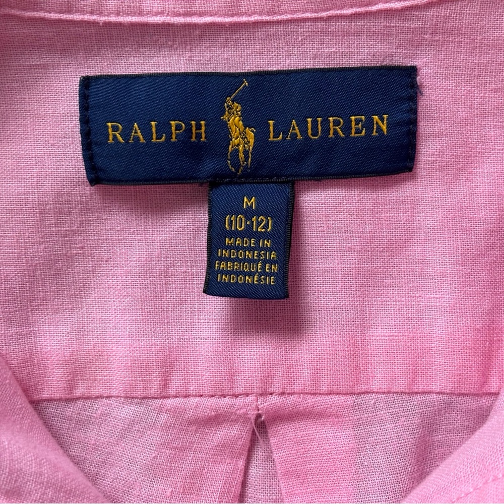 POLO RALPH LAUREN New Rose Embroidered Pony Logo Linen Oxford Dress Shirt - Picture 8 of 8